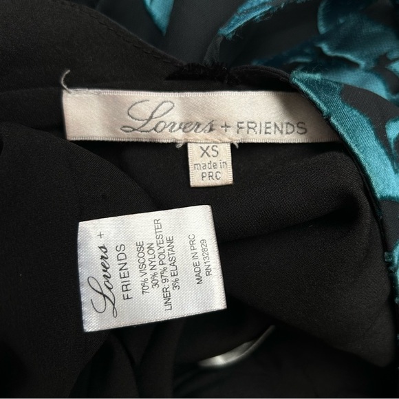 Lovers + Friends Seville Maxi Dress T-Back Jade Blue Black Floral Size XS - Picture 12 of 16